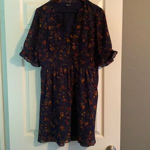 Madewell dress in deep blue with floral